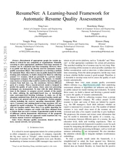 ResumeNet: A Learning-based Framework for Automatic Resume Quality
  Assessment