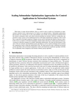Scaling Submodular Optimization Approaches for Control Applications in
  Networked Systems