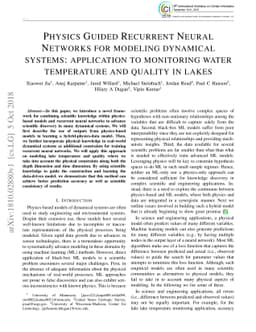 Physics Guided Recurrent Neural Networks For Modeling Dynamical Systems:
  Application to Monitoring Water Temperature And Quality In Lakes