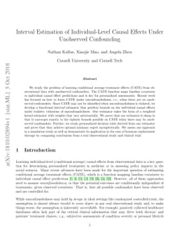 Interval Estimation of Individual-Level Causal Effects Under Unobserved
  Confounding