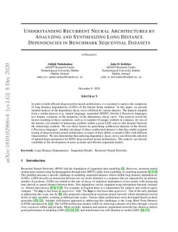 Understanding Recurrent Neural Architectures by Analyzing and
  Synthesizing Long Distance Dependencies in Benchmark Sequential Datasets