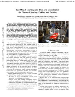 Fast Object Learning and Dual-arm Coordination for Cluttered Stowing,
  Picking, and Packing
