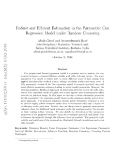 Robust and Efficient Estimation in the Parametric Cox Regression Model
  under Random Censoring