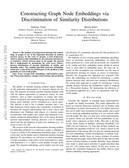 Constructing Graph Node Embeddings via Discrimination of Similarity
  Distributions