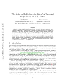Why do Larger Models Generalize Better? A Theoretical Perspective via
  the XOR Problem