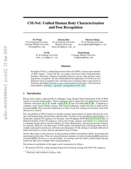 CSI-Net: Unified Human Body Characterization and Pose Recognition
