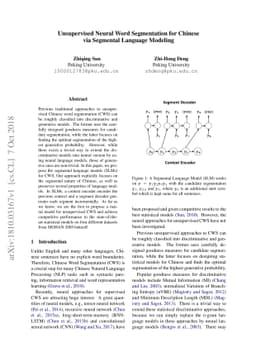 Unsupervised Neural Word Segmentation for Chinese via Segmental Language
  Modeling