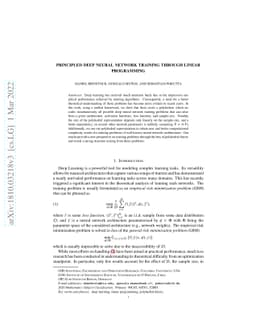 Principled Deep Neural Network Training through Linear Programming