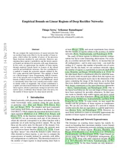 Empirical Bounds on Linear Regions of Deep Rectifier Networks