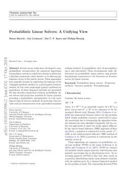 Probabilistic Linear Solvers: A Unifying View