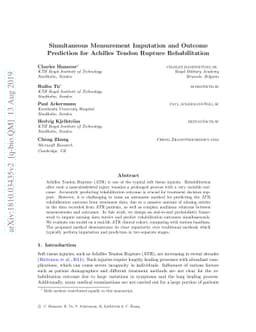 Simultaneous Measurement Imputation and Outcome Prediction for Achilles
  Tendon Rupture Rehabilitation