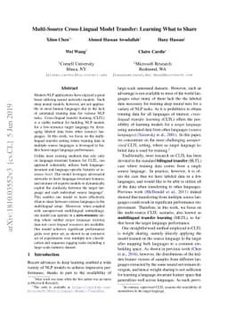 Multi-Source Cross-Lingual Model Transfer: Learning What to Share