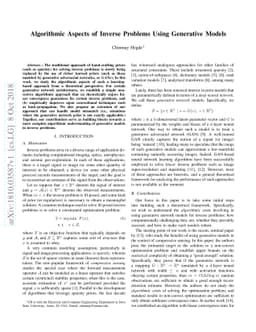 Algorithmic Aspects of Inverse Problems Using Generative Models