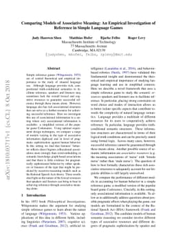 Comparing Models of Associative Meaning: An Empirical Investigation of
  Reference in Simple Language Games