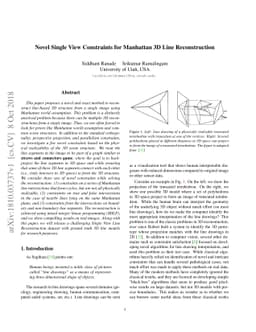 Novel Single View Constraints for Manhattan 3D Line Reconstruction