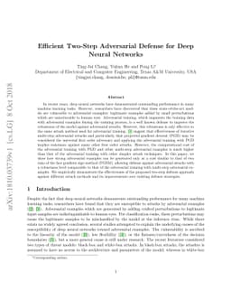 Efficient Two-Step Adversarial Defense for Deep Neural Networks
