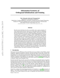 Information Geometry of Orthogonal Initializations and Training