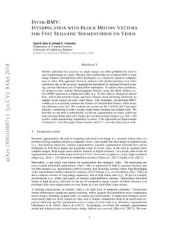 Inter-BMV: Interpolation with Block Motion Vectors for Fast Semantic
  Segmentation on Video