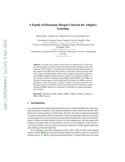 A Family of Maximum Margin Criterion for Adaptive Learning