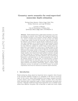 Geometry meets semantics for semi-supervised monocular depth estimation
