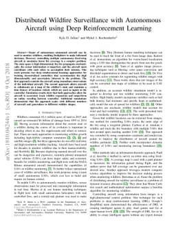 Distributed Wildfire Surveillance with Autonomous Aircraft using Deep
  Reinforcement Learning
