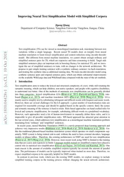 Improving Neural Text Simplification Model with Simplified Corpora
