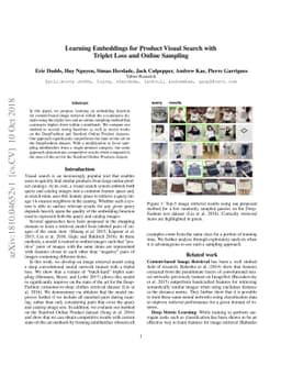 Learning Embeddings for Product Visual Search with Triplet Loss and
  Online Sampling