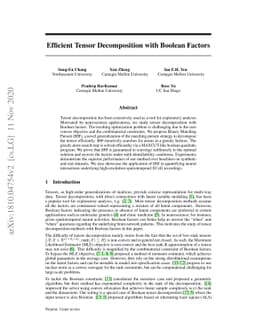 Efficient Tensor Decomposition with Boolean Factors
