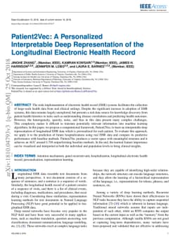 Patient2Vec: A Personalized Interpretable Deep Representation of the
  Longitudinal Electronic Health Record