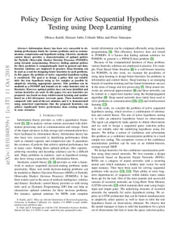 Policy Design for Active Sequential Hypothesis Testing using Deep
  Learning
