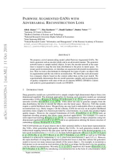 Pairwise Augmented GANs with Adversarial Reconstruction Loss
