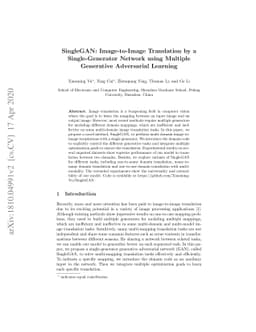 SingleGAN: Image-to-Image Translation by a Single-Generator Network
  using Multiple Generative Adversarial Learning