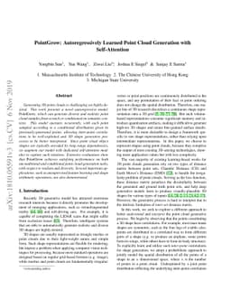PointGrow: Autoregressively Learned Point Cloud Generation with
  Self-Attention