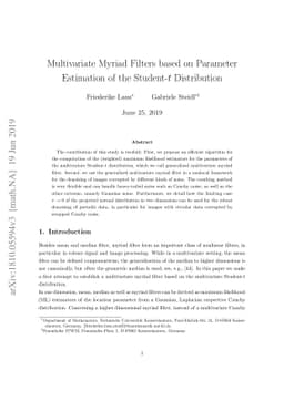 Multivariate Myriad Filters based on Parameter Estimation of Student-$t$
  Distributions