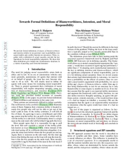 Towards Formal Definitions of Blameworthiness, Intention, and Moral
  Responsibility