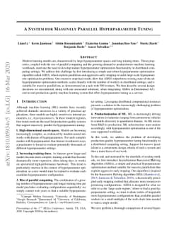A System for Massively Parallel Hyperparameter Tuning