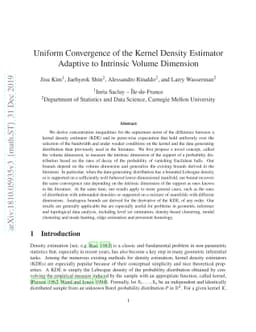 Uniform Convergence Rate of the Kernel Density Estimator Adaptive to
  Intrinsic Volume Dimension