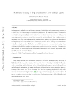 Distributed learning of deep neural network over multiple agents