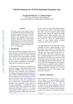 UMONS Submission for WMT18 Multimodal Translation Task