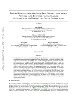 Feature Representation Analysis of Deep Convolutional Neural Network
  using Two-stage Feature Transfer -An Application for Diffuse Lung Disease
  Classification-