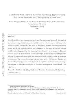 An Efficient Fault Tolerant Workflow Scheduling Approach using
  Replication Heuristics and Checkpointing in the Cloud