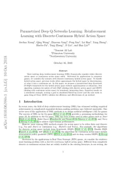 Parametrized Deep Q-Networks Learning: Reinforcement Learning with
  Discrete-Continuous Hybrid Action Space