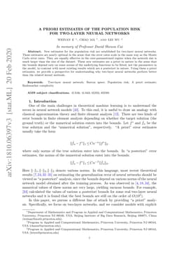 A Priori Estimates of the Population Risk for Two-layer Neural Networks