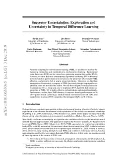 Successor Uncertainties: Exploration and Uncertainty in Temporal
  Difference Learning
