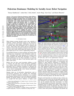 Pedestrian Dominance Modeling for Socially-Aware Robot Navigation
