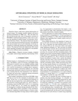 Adversarial Inpainting of Medical Image Modalities