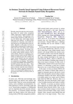 An Instance Transfer based Approach Using Enhanced Recurrent Neural
  Network for Domain Named Entity Recognition