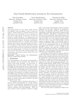 Deep Transfer Reinforcement Learning for Text Summarization