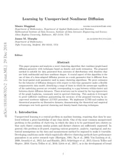 Learning by Unsupervised Nonlinear Diffusion