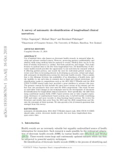 A survey of automatic de-identification of longitudinal clinical
  narratives